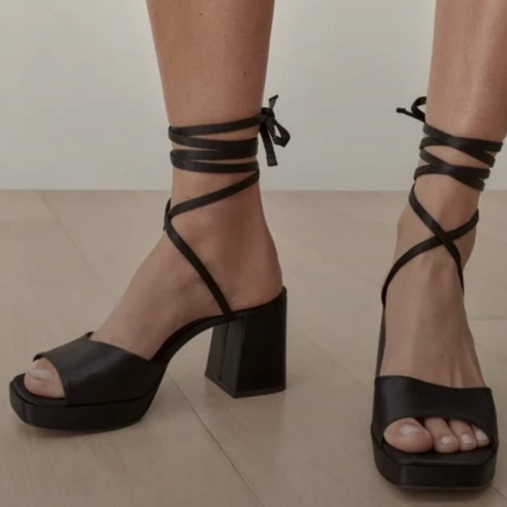 Reformation Magda Ankle Tie Platform Heel